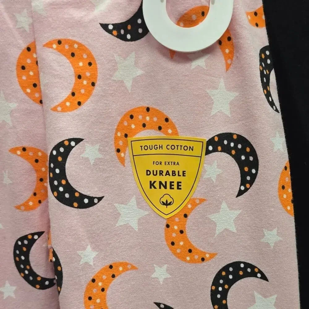 Girls Glow in the Dark Moon & Stars Halloween Outfit Shirt & Leggings Set | 2T